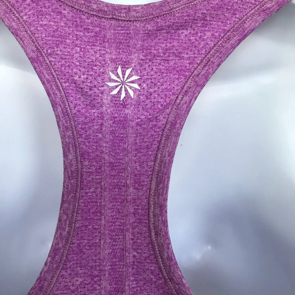 Athleta Sz S RacerBack Purple Top Ruched - Picture 5 of 6
